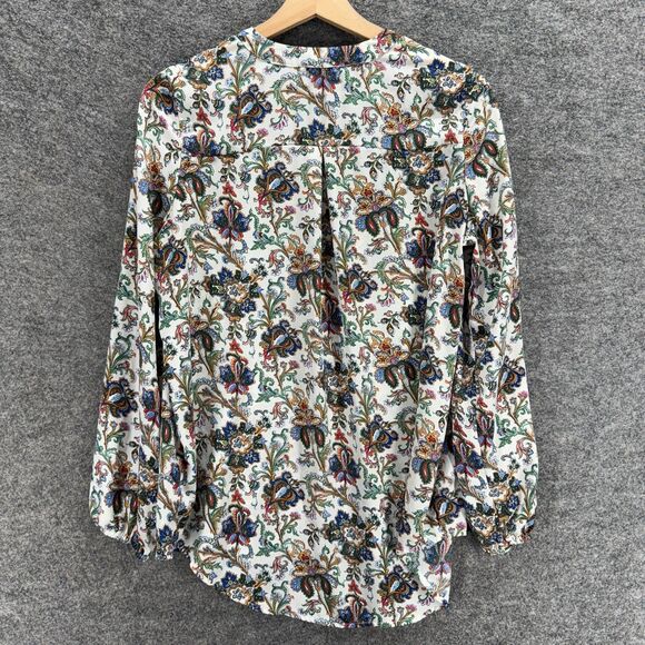 Miss Love Blouse Women S Small White Floral V-Neck Long Sleeve Pullover Casual - Picture 2 of 7